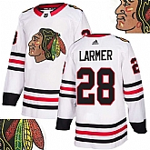 Blackhawks #28 Larmer White With Special Glittery Logo Adidas Jersey,baseball caps,new era cap wholesale,wholesale hats